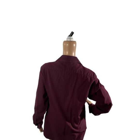 Michael Kors Women’s Burgundy Button Down Collared Long Sleeve Blouse Size M - Picture 6 of 14